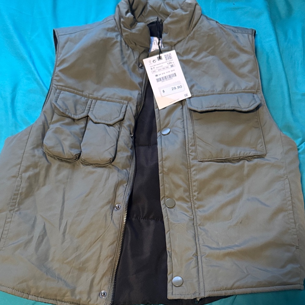 Zara boy  Olive Green Utility Vest